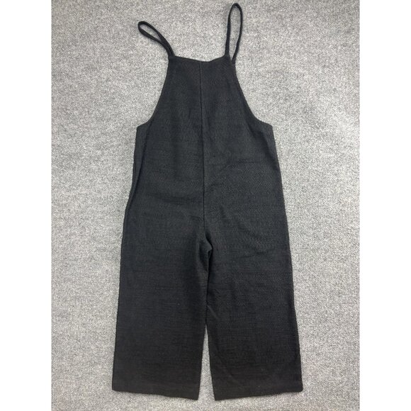 Madewell Jumpsuit Womens Small Black Textured Wide Leg Cropped Romper - Picture 8 of 9